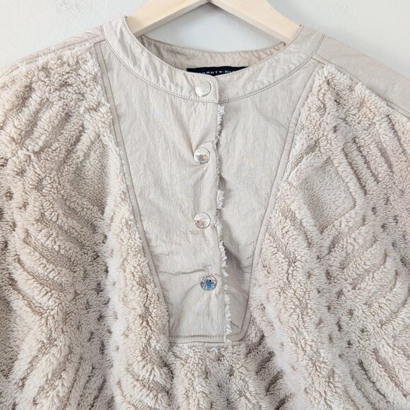 Tommy Hilfiger Long Sleeve Snap Button Faux Fur Quarter Button Sweater Women's S - Picture 4 of 11